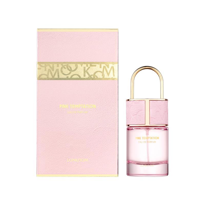 Lonkoom Pink Temptation Perfumes for Women Eau de Parfum, 50ml/1.7Fl Oz, Long-Lasting Floral Woody Notes Fragrance Perfume for Women