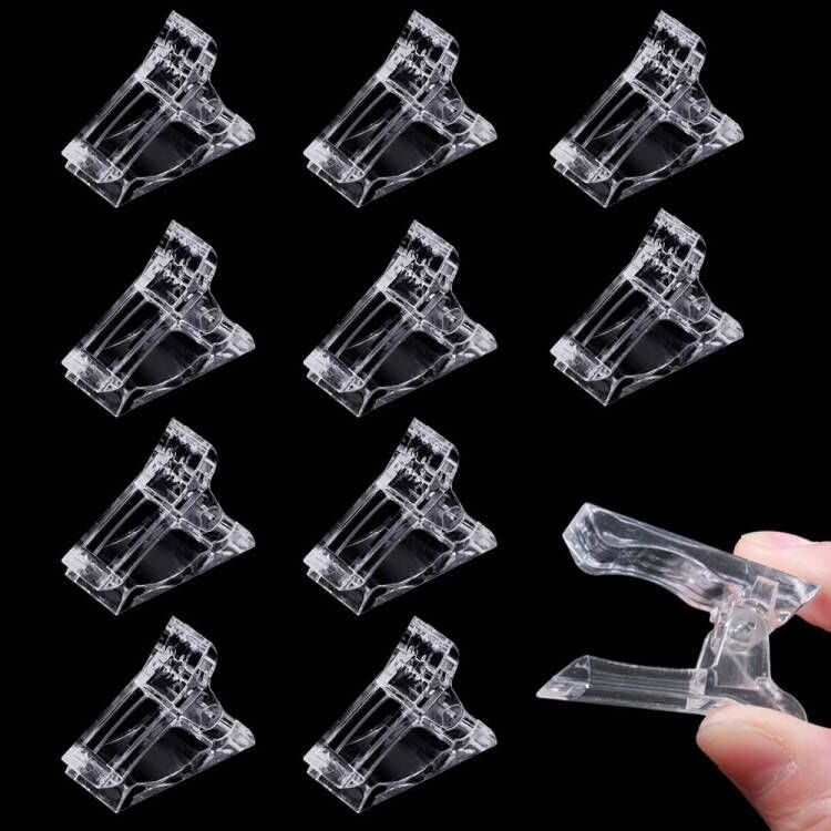 ZBX 10Pcs Nail Tips Clip Clear Transparent Nail Clips for Quick Building Polygel nail forms Nail clips for polygel Finger Nail Extension UV LED Builder Clamps Manicure Nail Art Tool