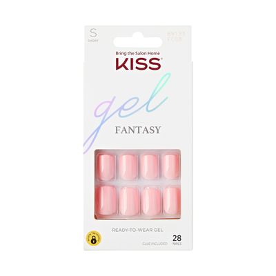 KISS Gel Fantasy Ready-To-Wear Fake Nails, Short, Square - After Last Night, Smudge Proof, Waterproof, No Dry Time, Durable, Flexible, DIY Manicure, Salon Quality, Long Lasting | 28 Count