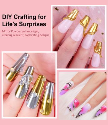 3D Nail Gel and Chrome Nail Powder BISHENGYF: 15g No Wipe Clear 3D Sculpting Gel for Nail Art Non-Sticky Hand Hard Gel Carving Gel with Rose Gold Chrome Powder for Gel Nail Art Home DIY