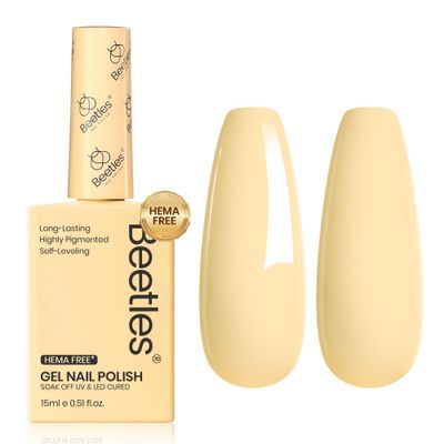 Beetles Yellow Gel Nail Polish, 15ML Hema Free Pastel Light Butter Yellow Gel Polish Butter Time Spring Summer Gel Polish Soak Off UV Colorful Bottle Nail Art Manicure Gift for Women