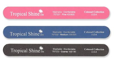 Tropical Shine 8.5 Inches Nail Files For Natural and Acrylic Nails. 3 pcs.