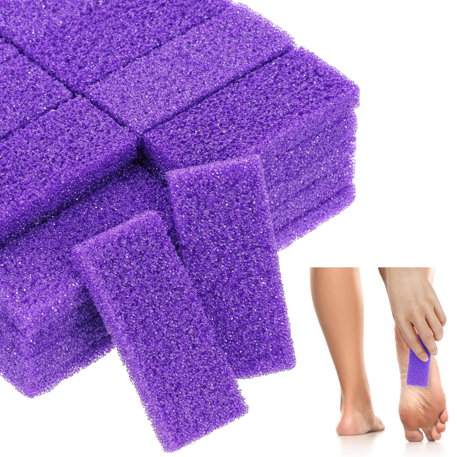 100 Pcs Pumice Stone for Feet Scrubber Dead Skin Disposable Foot Scrubber Pumice Pads Foot Pumice Foot Callus Remover for Feet Pedicure Foot Heel Exfoliator Tool Purple Pumice Sponge Salon Home Use