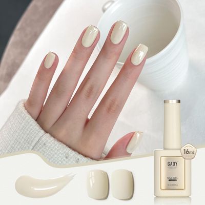 GAOY Jelly White Gel Nail Polish, 16ml Sheer Translucent Netural Soak Off Gel Polish, UV Light Cure for Nail Art DIY at Home, 3016 Vanilla Cream