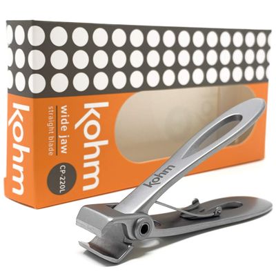 KOHM Nail Clippers for Thick Nails - Heavy Duty, Wide Mouth Professional Fingernail and Toenail Clippers for Men, Women &amp; Seniors, Silver