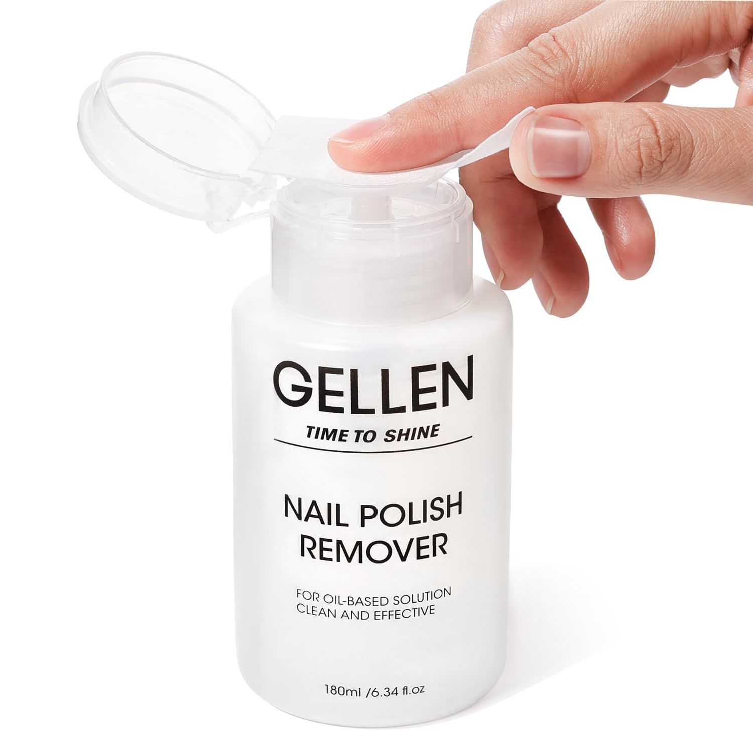 Gellen Nail Polish Remover, Non Acetone Nail Polish Remover for Quick Dry Nail Polishes, Gentle Polish Remover Pump, Ultra-Powerful Clear Fingernail Polish Remover, 6.34 Fl Oz