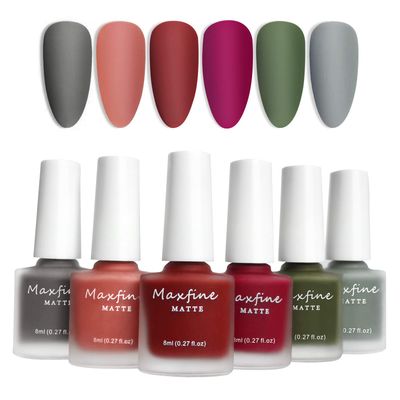 LOKFAR 6 Colors Matte Nail Polish Set, Mist Effect Matte Finish Velvet Gel Nail Polish Kit, Long Lasting Waterproof Velvet Nail Art 8 ml/ Bottle -B