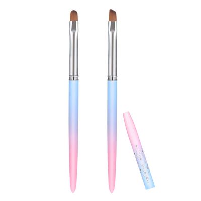 2pcs Nail Art Clean Up Brushes, Painting Brushes for Nails with Round &amp; Angled Head Pen Painting Tools for Nail Art Design &amp; Polish Mistake Cleaning