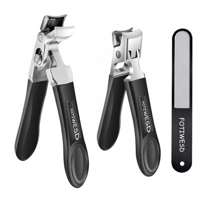 Nail Clippers for Seniors, Wide Jaw Fingernail Clippers and Angled Head Toenail Clippers for Thick Nail, Professional German Nail Clippers for Men, Women &amp; Pregnant (Black 2)