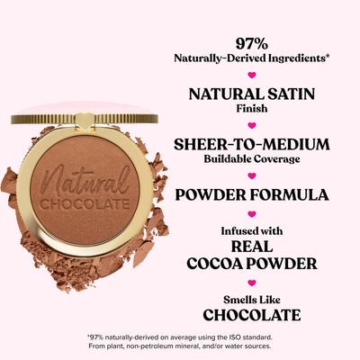 Too Faced Natural Chocolate Bronzer | Sheer-to-Medium Coverage with Glow, 0.31 Ounce, Golden Cocoa