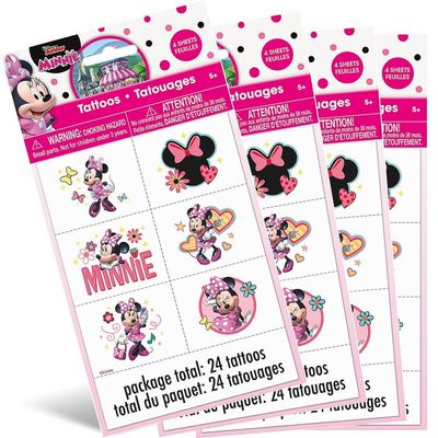 Minnie Mouse Party Temporary Tattoos | Assorted Designs | 24 Pcs