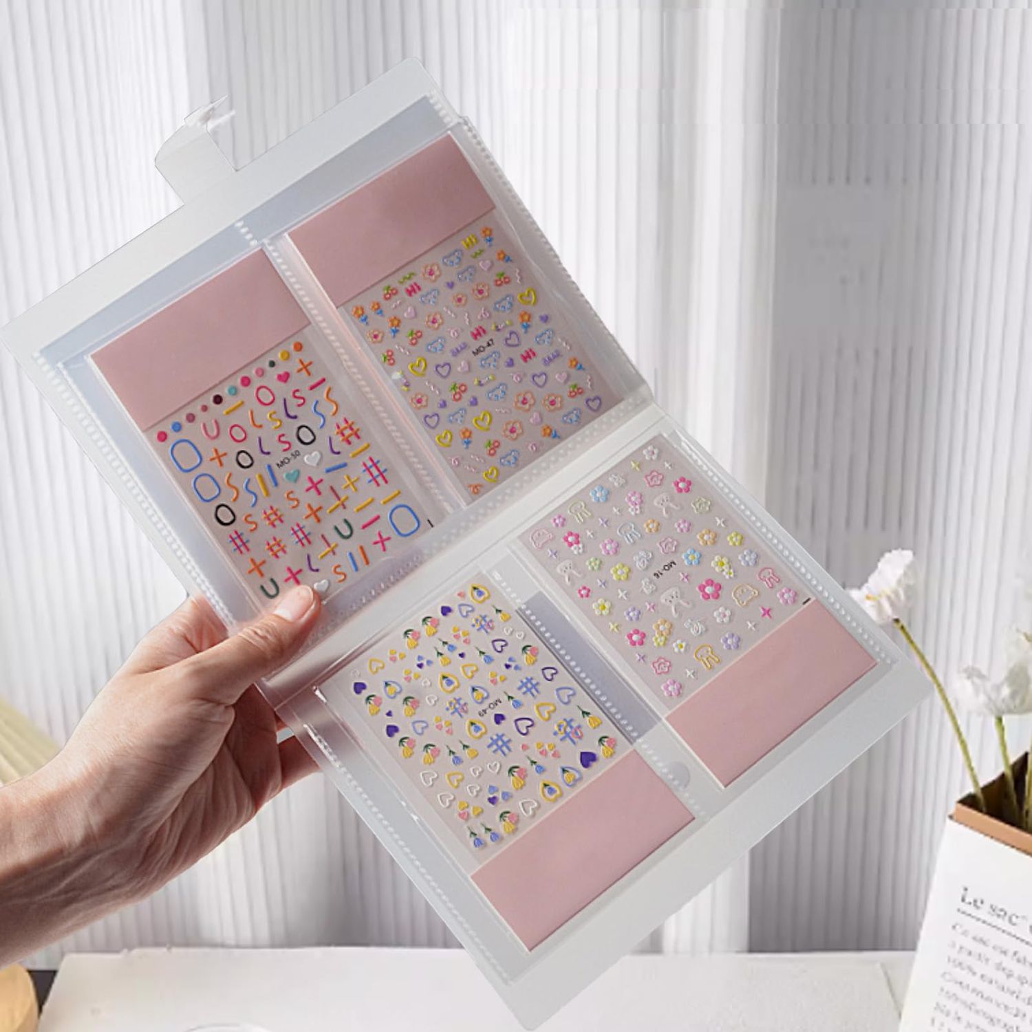 160 Slots Nail Sticker Book Nail Art Decals Sticker Organizer Binder Empty Stickers Holder DIY Design Tools (Medium)