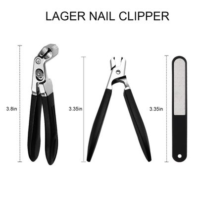 Nail Clippers for Seniors, Wide Jaw Fingernail Clippers and Angled Head Toenail Clippers for Thick Nail, Professional German Nail Clippers for Men, Women &amp; Pregnant (Black 2)