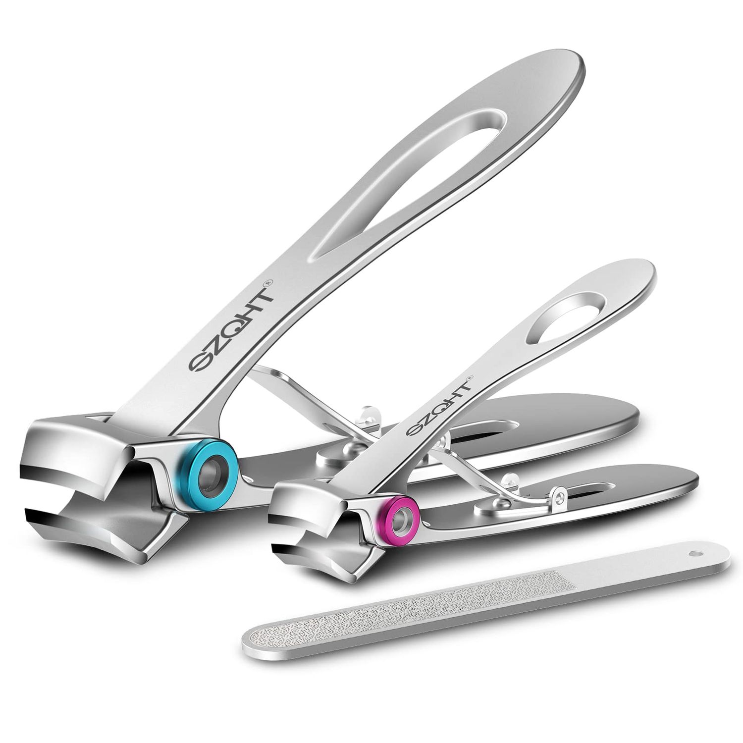 SZQHT Extra Wide Jaw Opening Nail Clippers for Thick Nails Cutter for Ingrown Toenail Clippers &amp; Fingernails Manicure Set,Pedicure Kit,Men &amp; Women(Silver)