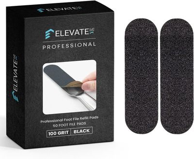 Professional Pedicure File Refills - Pack of 50 Foot File Replacement Pads - Black - Disposable Foot Files for Pedicures - Pedi Foot File Pads with Water Resistant Strong Adhesive (100 Grit)