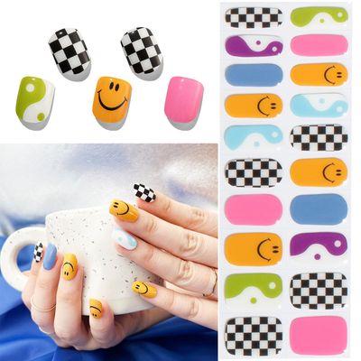MOMSON Semi Cured Gel Nail Strips - 20 Real Gel Nail Polish Stickers/Full Nail Wraps - Art Manicure Kits for DIY at Home, Salon-Quality, Easy to Apply &amp; Remove (Rainbow Unicorn)