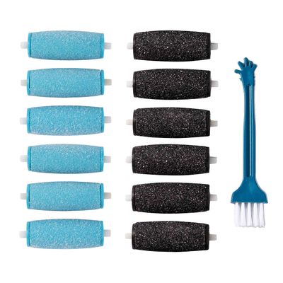 LULUKO12PCs Replacement Rollers Compatible with Amope Pedi Perfect Wet&amp;Dry Footfile (6Extra 6Regular(Blue))