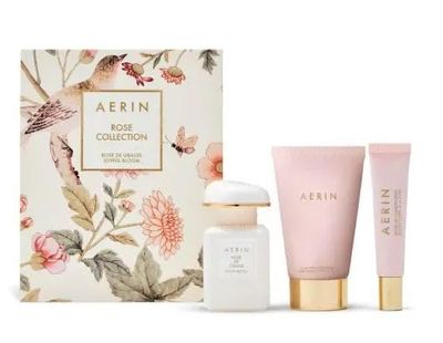 Aerin Rose Collection - Rose De Grasse Joyful Bloom Set - EAU De Parfum 1 fl oz / 30 ml , Hand and body cream and Lip conditioner.