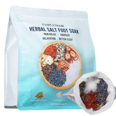 Foot Soaking Salts with Herbs, Epsom Salt, Lavender, and Mugwort, Foot Bath Spa for Soothing Relaxation, Detox, Pain Relief, and Softening Dry, Cracked Feet, Relax &amp; Warm Pedicure, 10 Sachets