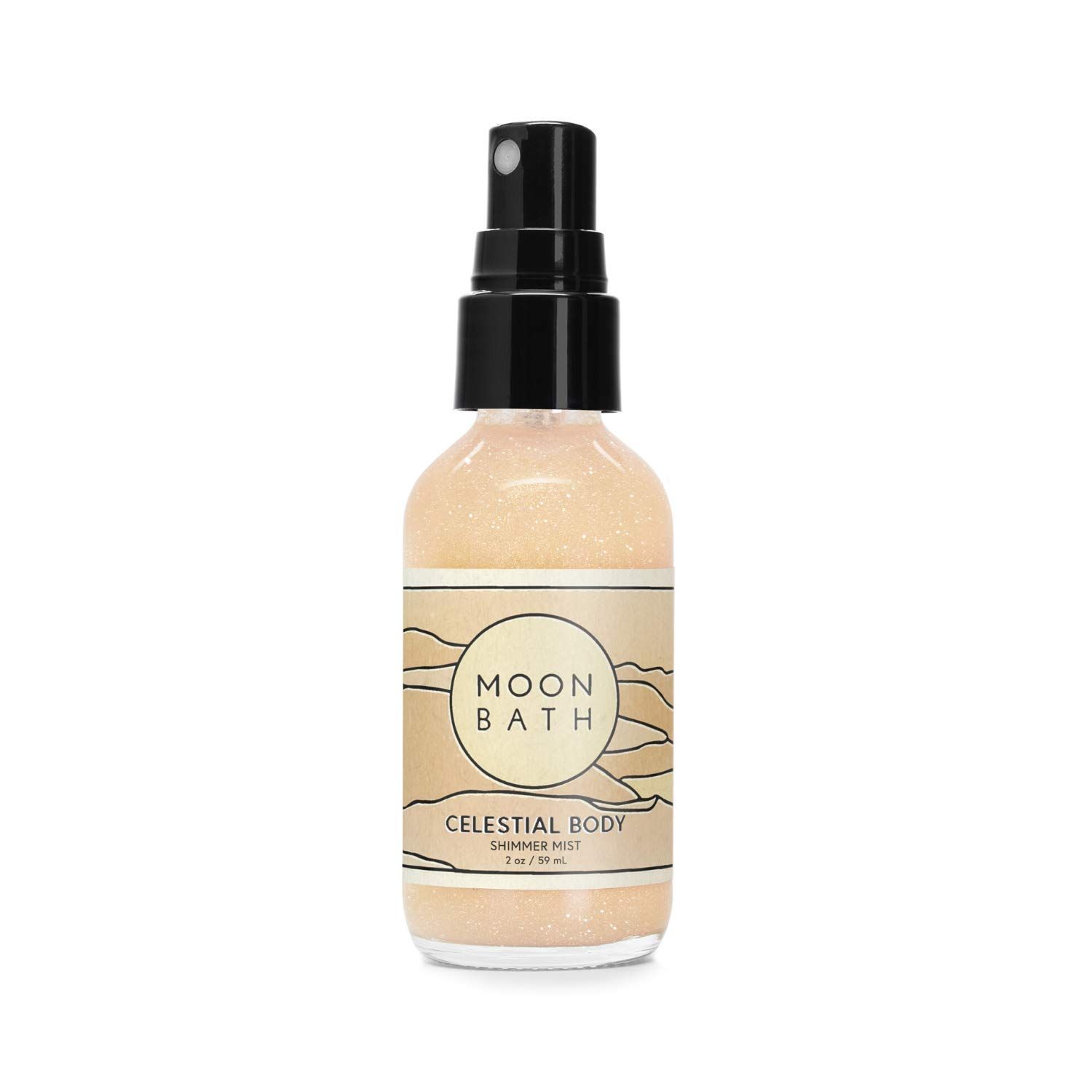 Moon Bath Celestial Body | Shimmering Hair &amp; Body Mist w/Vetiver and Neroli Essential Waters, Sparkly Gold Mica. Organic Beauty. No Synthetic Fragrance, 2 oz.