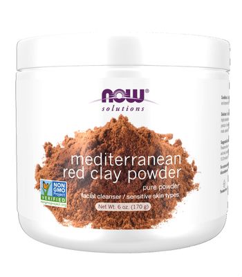 NOW Foods Solutions, Mediterranean Red Clay Powder, Pure Powder for Sensitive Skin Facial Mask, 6-Ounce