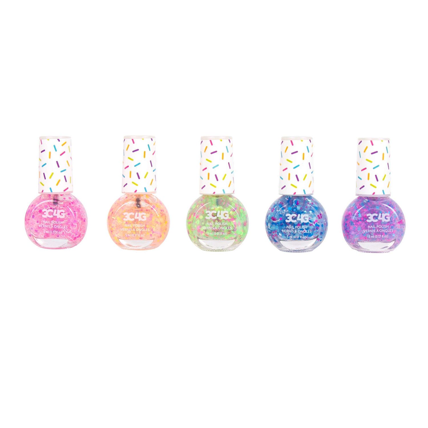 3C4G Confetti Nail Polish Set for Girls &amp; Teens - 5 Fun, Non-Toxic Colors with Sparkling Confetti, Safe Nail Polish Kit for Kids Ages 8 Perfect for Birthdays, Parties &amp; DIY Manicures Make It Real