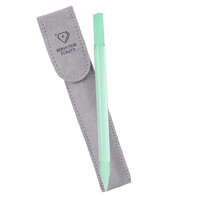 Bona Fide Beauty Czech Glass Cuticle Pusher (Jade Color) with Microfiber Sleeve, Gentle Manicure Stick and Cuticle Remover - Made in The Czech Republic