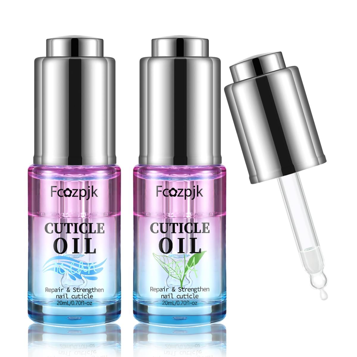 Fcozpjk Revitalizing Cuticle Oil, 2PCS Cuticle Oil for Nails, Green Tea &amp; Ocean Scent, Moisturizes Strengthener Oil Dry Nail Treatment Repair Cuticles, With Vitamin E Nail and Cuticle Oil 1.4 Fl Oz