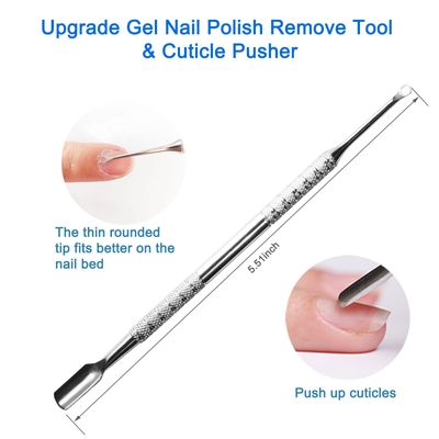 HIFAU Premium Stainless Steel Manicure Tools 2 Piece Set, Upgrade Gel Nail Polish Remove Tool &amp; Cuticle Pusher, Cuticle Trimmer &amp; Nail Lifter, Durable&amp;Hygienic, For Women