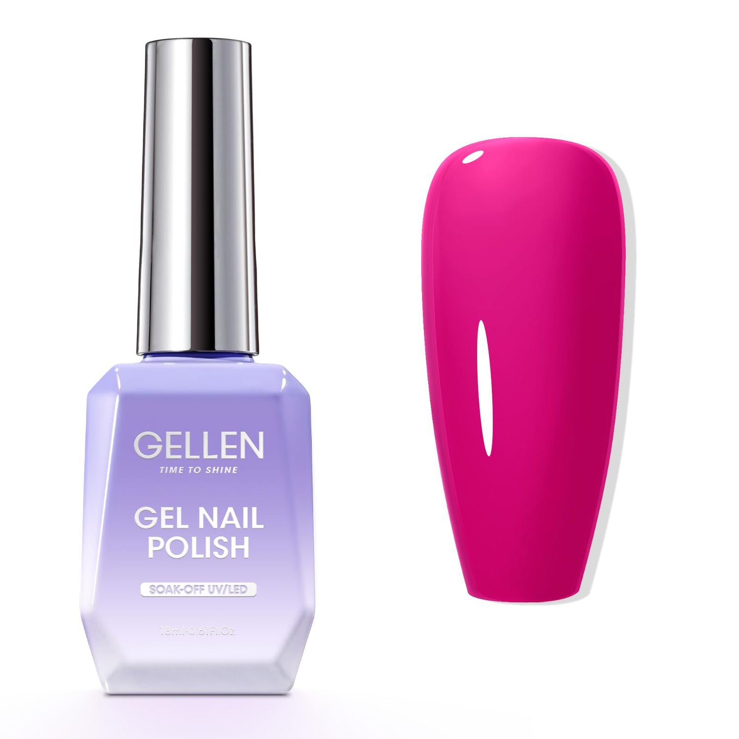 GELLEN Bright Hot Pink Gel Nail Polish, 18ml Vibrant Pink Gel Polish No Wipe Soak Off Reflective Glossy UV Gel for Nail Manicure Salon DIY Nail Art, Color 1024