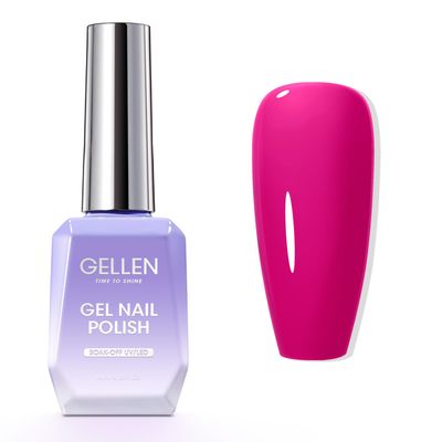 GELLEN Bright Hot Pink Gel Nail Polish, 18ml Vibrant Pink Gel Polish No Wipe Soak Off Reflective Glossy UV Gel for Nail Manicure Salon DIY Nail Art, Color 1024