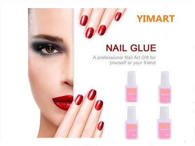 YIMART 10g Fast Drying Adhesive Glue for False Nail Tip Manicure Decoration Nail Glue with Brush (4pcs)