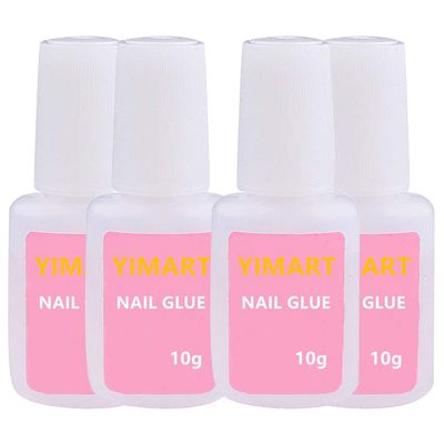 YIMART 10g Fast Drying Adhesive Glue for False Nail Tip Manicure Decoration Nail Glue with Brush (4pcs)