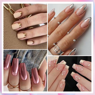 Gold Silver Chrome Nail Powder - 12 Colors Iridescent Holographic Unicorn Powder for Nails - Metallic Mirror Effect Rose Gold Champagne Pigment Glitter Foils Flakes Nail Art