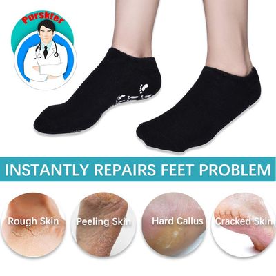 Gel Spa Moisturizing Gel Socks for Repairing and Softening Dry Cracked Feet Skins (Men Size(Black))