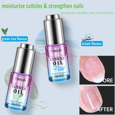 Fcozpjk Revitalizing Cuticle Oil, 2PCS Cuticle Oil for Nails, Green Tea & Ocean Scent, Moisturizes Strengthener Oil Dry Nail Treatment Repair Cuticles, With Vitamin E Nail and Cuticle Oil 1.4 Fl Oz