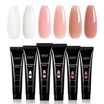 GAOY Poly Gel Set, Nail Extension Gel, 6 Colors Nude Pink Builder Nail Enhancement for Beginner &amp; Professional Salon DIY
