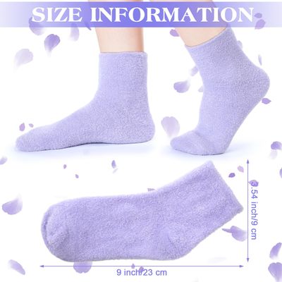 Tarpop 3 Pairs Aloe Socks Women Moisturizing Spa Socks for Dry Cracked Heel Feet Infused Gel Sleeping Fuzzy Lotion Valentines Day Gift for Women Men Softening Dry Feet(Purple and White)