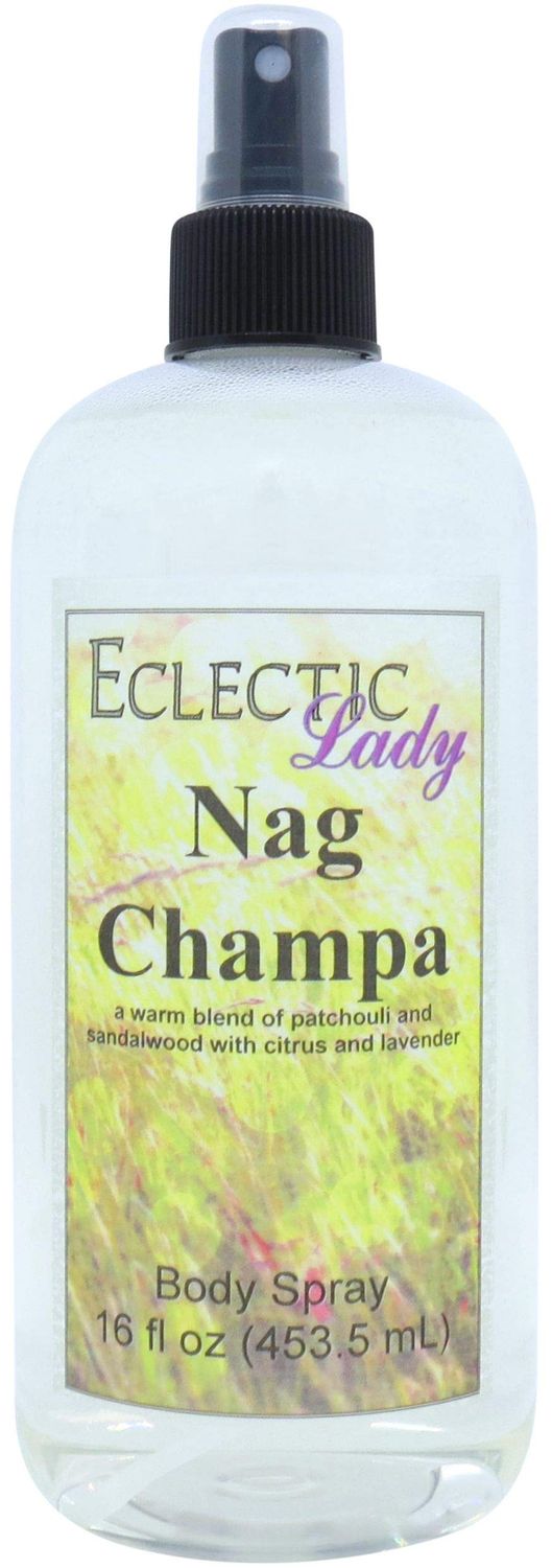 Eclectic Lady Nag Champa Body Spray, 16 ounces, Body Mist for Women with Clean, Light &amp; Gentle Fragrance, Cologne with Soft, Subtle Aroma For Daily Use