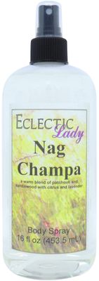 Eclectic Lady Nag Champa Body Spray, 16 ounces, Body Mist for Women with Clean, Light &amp; Gentle Fragrance, Cologne with Soft, Subtle Aroma For Daily Use