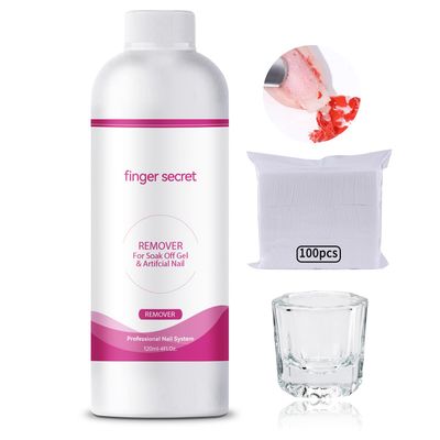Nail Polish Gel Remover 4Fl.Oz Gel Nail Polish Remover Kit Professional Gel Remover Quickly &amp; Easily Remove with Glass Cup Nail Cleaning pad