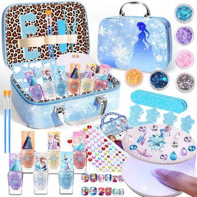 Kids Nail Polish Set for Girls, Nail Art Kit with Nail Dryer, Nail Set Kit for Girls Ages 7-12, Girls Non Toxic Nail Polish Kit for Kids Age 4-6 8-12, Birthday Gifts for 6 7 8 9 10 11 12 Year Girl