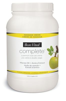 Bon Vital Complete Massage Creme, Premium Dual Use Cream for Hypoallergenic Professional Massages, Non Greasy Unscented Moisturizer Made with Marula, Olive, Avocado, &amp; Jojoba Oil, 1 Gallon