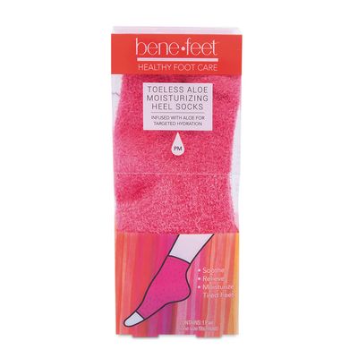 Benefeet Toeless Aloe Moisturizing Heel Socks - Effective Overnight Foot Rejuvenation, Targeted Hydration to Soften Dry Skin, Infused w/Coconut Oil, Aloe Jojoba Seed Oil, 1 Pair (1 Pack)