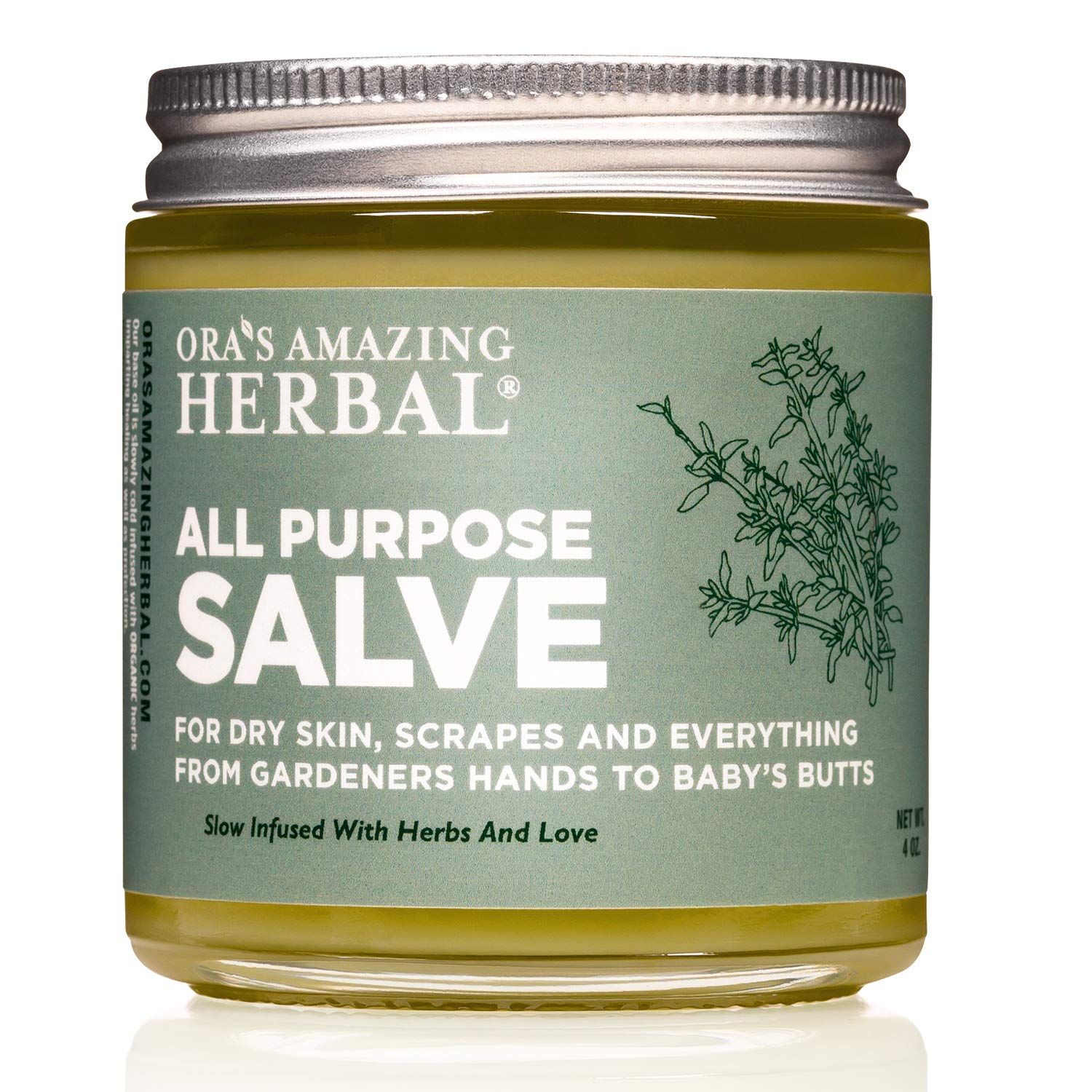Oras Amazing Herbal All Purpose Salve, Herbal Healing Skin Balm with Tea Tree, Natural Cream for Dry Cracked Hands, Comfrey Calendula Plantain Thyme Beeswax, Soothing Itch Relief, 4 oz