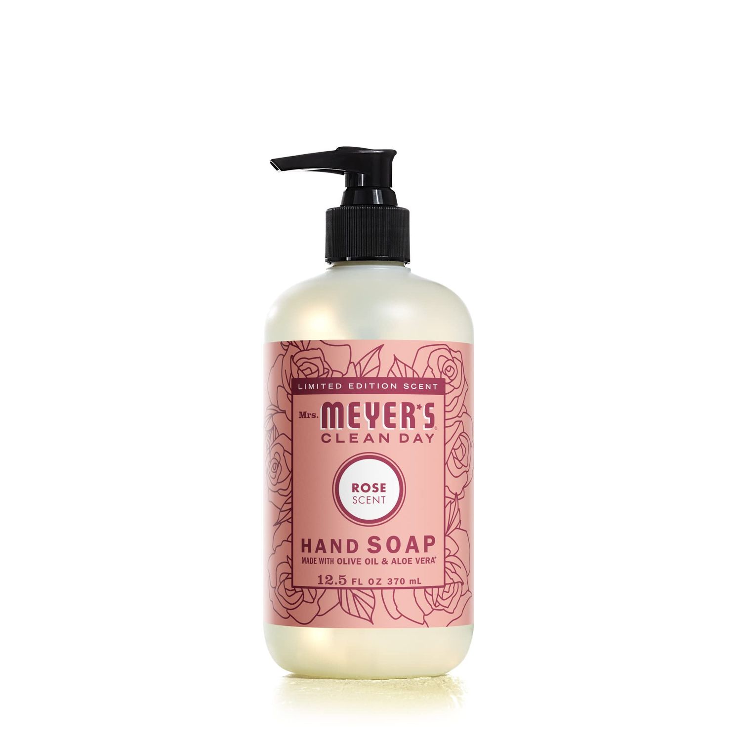 MRS. MEYERS CLEAN DAY Hand Soap, Made with Essential Oils, Biodegradable Formula, Rose, 12.5 fl. oz