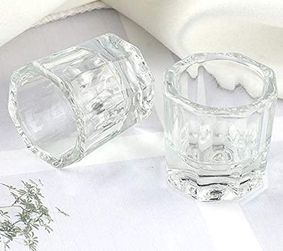 PandaSpa 2 Pieces Dappen Dish Crystal Bowl Glass Acrylic Nail Liquid Powder Nail Art (Pack of 2)