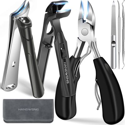 2025 Toenail Clippers for Seniors Thick Toenails, Angled Head Large Toe Nail Clippers for Thick Nails for Men, Heavy Duty Ingrown Toenail Clippers with Wide Jaw, Slanted Nail clippers with Long Handle