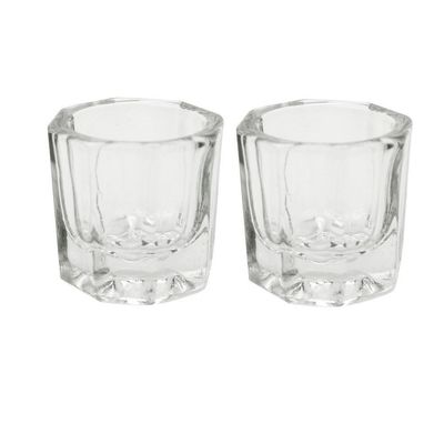 PandaSpa 2 Pieces Dappen Dish Crystal Bowl Glass Acrylic Nail Liquid Powder Nail Art (Pack of 2)