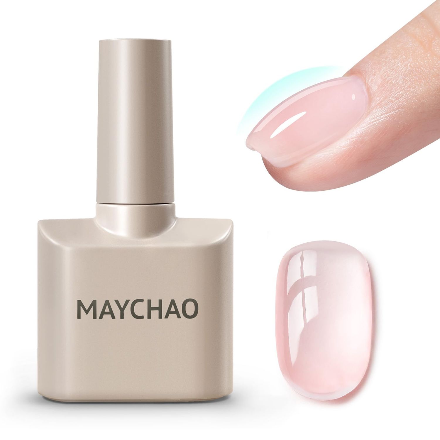 MAYCHAO 15ML Clearly Pink Builder Nail Gel 7 in 1 Clear Pink Builder Strengthener Gel Nail Polish for Nail Extension, Hard Base Rhinestone for Home Manicure, 0.5 OZ-05